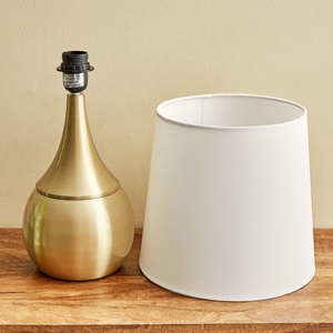 Luxury design Gold <b>Table</b> Lamp Modern Brushed Brass <b>Bedside</b> Light Teardrop Metal Base Fabric Shade Elegant Bedroom Accent Decor - Product Image 6
