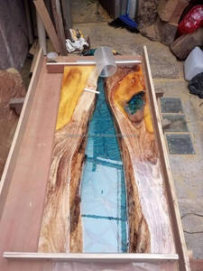 โต๊ะอาหารทรงกลมเรซิ่นอีพ็อกซี่ทันสมัย โต๊ะกาแฟไม้ริเวอร์วูด สำหรับสำนักงานหรือบ้าน พร้อมชุดอุปกรณ์สำหรับใช้ในห้องนั่งเล่นหรือสำนักงาน - Product Image 6