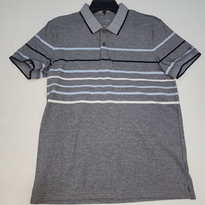 Polo à manches courtes rayé gris pour homme, en coton tricoté, décontracté, respirant, coupe classique, fabriqué en usine au Vietnam - Product Image 1