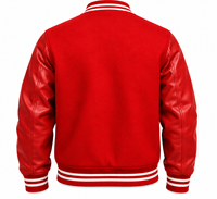 Veste universitaire rouge personnalisée avec manches en cuir, veste de baseball brodée, veste bomber streetwear de qualité supérieure