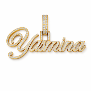 Collar de Moda Hip Hop con Colgante de Letra Inicial Personalizada en Plata 925 Chapada en Oro, con Diamantes, Unisex - Product Image 1