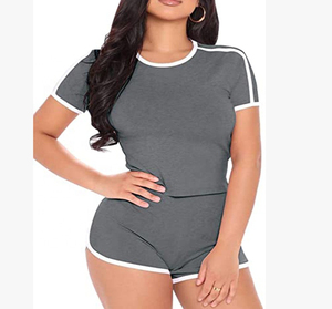 CLOVIX SPORTS Conjunto Corto de Algodón para Mujer, Sudadera de Felpa a la Moda con Pantalones Cortos, Ropa Deportiva Informal de Dos Piezas - Product Image 1