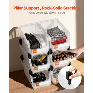 6 confezioni 14.8X8.5X7.1 pollici contenitori in plastica impilabili contenitori trasparenti per l'organizzazione di forniture per ufficio armadio piccole - Product Image 4