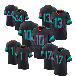 Maillots de football américain personnalisés pour hommes, noirs, col en V, manches courtes, numéros d'équipe sublimés, vêtements en polyester respirant - Product Image 5