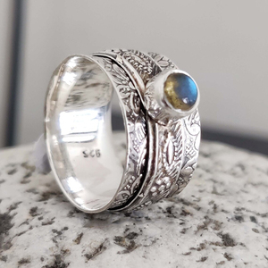 <b>Labradorite</b> Spinner <b>Ring</b> 925 Sterling Silver Handmade Fidget Meditation Jewelry <b>Ring</b> - Product Image 5