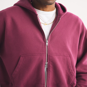 Sudadera de Lujo con Cremallera y Bolsillo Canguro, con Logo Frontal, de Forro Polar Oversize, Color Liso, Ajuste Regular, Estilo Casual para Invierno - Product Image 4