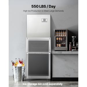Macchina per il Ghiaccio in Acciaio Inox per Cucine Commerciali, Produzione 550 Libbre/Giorno, Autopulente, Produzione Programmabile Regolabile - Product Image 3