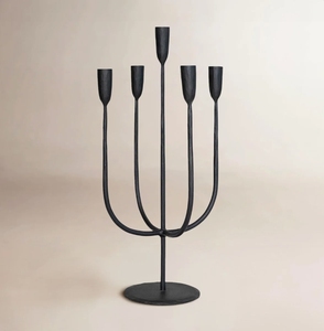 <b>Black</b> Metal Handmade Eco-Friendly 5-Arm Taper Candle <b>Holder</b> Modern Matte <b>Candlestick</b> Stand Dining Table Centerpiece Wedding Home - Product Image 3