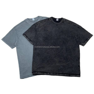 เสื้อยืดโอเวอร์ไซส์ผู้ชายสไตล์วินเทจแบบกำหนดเอง100% ผ้าฝ้ายเฮฟวี่เวททรงหลวมแบบลำลองสีทึบ - Product Image 2