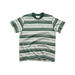Camiseta de Algodón con Rayas, Corte Holgado, Cuello Redondo, Manga Corta, Dobladillo Asimétrico, Estilo Casual Urbano - Product Image 4