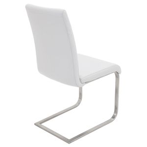 Juego de 2 sillas de comedor Foster contemporáneas de acero inoxidable y piel sintética blanca - Product Image 4