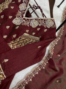 Ensemble de robe de soirée en soie pour femmes, pantalon et dupatta assortis - Product Image 5