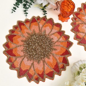 Luxury Handmade Beaded Placemat Sunflower Design <b>Table</b> <b>Mat</b> Decorative Dining <b>Table</b> Decor Wedding Hotel <b>Table</b> Setting Custom Bead - Product Image 5