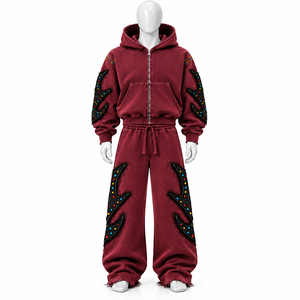 Survêtement unisexe en molleton d'hiver léger, respirant et à séchage rapide, 100% coton, avec broderie personnalisée effet vieilli, en vente - Product Image 1