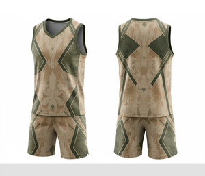 Ensemble d'uniformes de basketball personnalisés imprimés, légers, en jersey et short en polyester respirant, pour hommes et femmes, vêtements de sport d'équipe - Product Image 1
