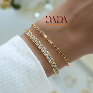 Minimalist Emerald Shape Diamond <b>Bracelet</b> Featuring Lab Grown Diamonds Luxury Women's Jewelry Bridal Accessory - Product Image 3