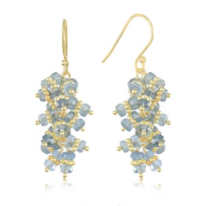 ต่างหูห้อย Tanzanite สีน้ำเงิน ชุบทอง 14K ประดับลูกปัดเหลี่ยมเพชรพลอย ต่างหูแบบห้อยทำมือ งานลวดพัน สำหรับผู้หญิง - Product Image 1
