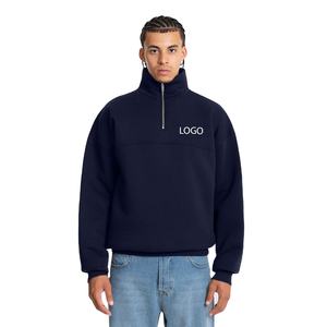 เสื้อฮู้ดคอปกแบบลำลองของผู้ชายเสื้อกีฬาแบบสวมหัวมีซิปครึ่งแบบกำหนดเองผ้าฝ้าย100% ทันสมัย - Product Image 1