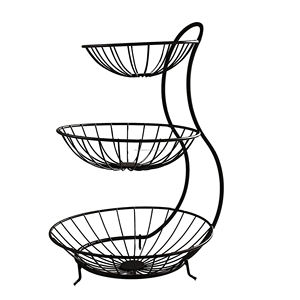 Bols de Fruits à 3 niveaux, panier à Fruits, Table à manger et de comptoir de cuisine, support moderne, noir - Product Image 1