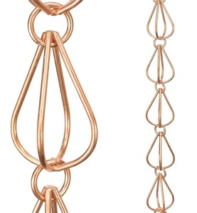 Chaîne de pluie en cuivre pur sur mesure, design goutte d'eau, haute performance, pour le jardin, avec contrôle du débit d'eau - Product Image 1