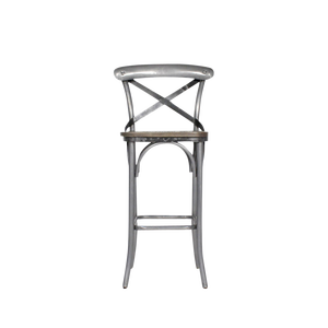 Taburete de bar metálico Vandana Vertex Vesta con asiento de madera de mango gris - Taburete de bar - Product Image 3