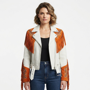 Women Leather Fringe <b>Biker</b> <b>Jacket</b> Ladies Fashion Fringed Leather <b>Jackets</b> Female Zipper Leather Motorcycle Fringe Studded <b>Jacket</b> - Product Image 1