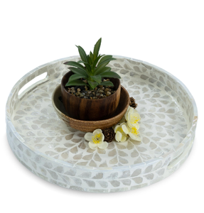 Plateau en nacre décoratif pour table basse, artisanat de luxe, design Art Déco, écologique, pour Ramadan, cuisine et salon - Product Image 1