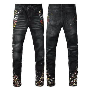 Nouveau design, vêtements d'été et de printemps Y2K, streetwear, jeans vintage avec patchs, jeans en denim personnalisés pour hommes, pantalons empilés pour hommes, jeans déchirés - Product Image 3