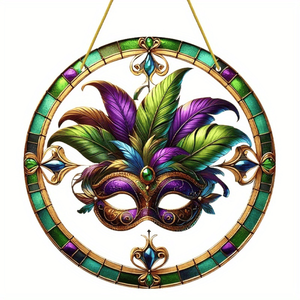 Masque de carnaval en acrylique léger peint à la main CIFbuy, ornement coloré à suspendre pour fenêtre, décoration de jardin, maison, cadeau de fête, TikTok - Product Image 5