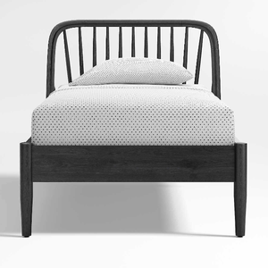 Natural Teak Wooden <b>Bed</b> Frame <b>with</b> Platform Slat System Thick Wooden Legs Stable Corner Joinery and Wide Headboard - Product Image 4
