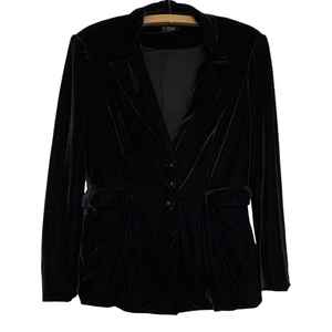 Blazer en velours noir italien vintage des années 90 : veste rétro pour femme - Product Image 3