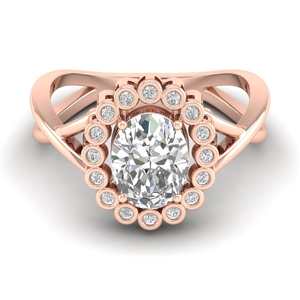 Anillo de compromiso de moissanita de plata de ley 925 con diseño de halo de corte ovalado, anillo de boda con diseño floral de espiga de panal para fiesta - Product Image 6