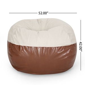 Maxi 5 piedi bicolore sacco divano Beige e caffè marrone tessuto ed ecopelle con Design arrotondato - Product Image 3