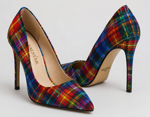 Escarpins à talons aiguilles personnalisés à motif écossais de fierté LGBTQ pour femmes – Escarpins de luxe à bout pointu à carreaux - Product Image 5