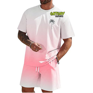 Camisetas de punto estampadas para hombre al por mayor, conjunto de camisetas casuales de algodón, moda urbana, camisetas de manga corta para hombre - Product Image 2