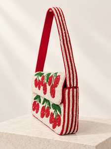 Bolso de Hombro Hecho a Mano con Cuentas de Cereza, Bolso Retro con Diseño de Frutas, Bolso de Verano de 7 Pulgadas con Forro de Algodón - Product Image 2