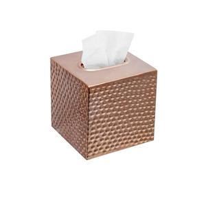 Boîte à mouchoirs carrée en métal doré martelé, porte-serviettes décoratif brillant et poli pour la décoration de comptoir - Product Image 5
