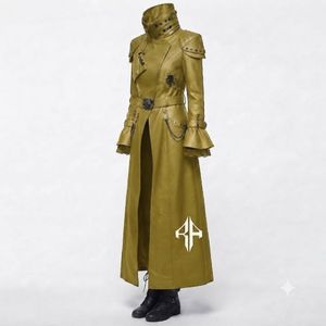 Nuevo Abrigo Largo de Invierno para Mujer, de Cuero Genuino, Antiarrugas, de Primera Calidad, Estilo Gótico, con Cuello Alto y Manga Larga, RIVIAN ATLANTIC - Product Image 6