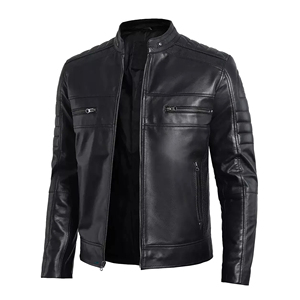 Veste d'hiver de luxe pour homme en cuir pleine fleur, cousue main, style italien, coupe ajustée premium, OEM ODM, personnalisable, lavée, fermeture éclair frontale - Product Image 2