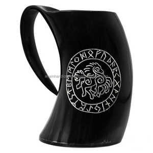 "Handcrafted Viking Horn <b>Mug</b> Rustic Ale Tankard for Beer, Mead, Coffee Unique Gift for Men, Norse Fans, & Medieval Lovers" - Product Image 1