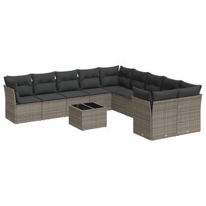 Conjunto de Sofás de Jardín de Ratán Gris Oscuro, Más de 10 Plazas, Muebles de Exterior Resistentes a la Intemperie, Diseño Contemporáneo - Product Image 4