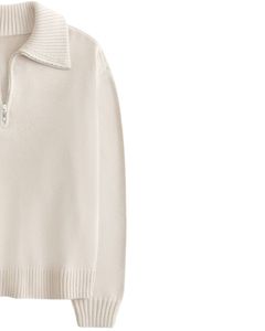 Pull en tricot à col zippé unisexe, couleur unie, col rabattu, coupe classique, vêtement d'automne - Product Image 3