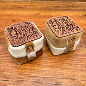 ที่ใส่แหวนหมั้นแบบหนังวัวกล่องใส่แหวนแต่งงานสำหรับจัดแสดงเครื่องประดับส่วนบุคคลดีไซน์หรูหรา - Product Image 5