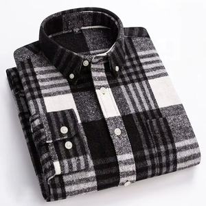 100% Cotton Men's Classic Plaid Flannel Streetwear Fashion <b>Tops</b> Long Sleeve Button-down Everyday Casual <b>Checkered</b> Shirt For Men - Product Image 1