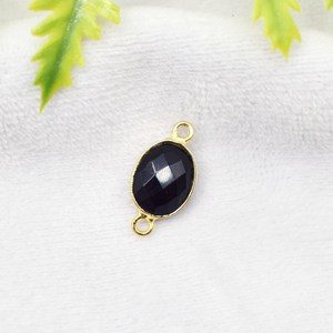 Connecteur ovale en onyx noir 8x10mm plaqué or, double attache, pour la fabrication de bijoux - Product Image 5