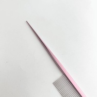 Peigne à queue de rat en acier inoxydable rose durable et écologique Eversharp 180 mm pour toilettage des animaux, chiens et chats, à dents fines pour enlever les poils