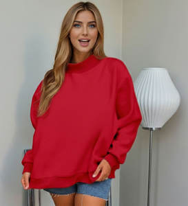 Comprar al por mayor: Sudadera casual de invierno con cuello alto de forro polar 100% algodón para mujer, estilo urbano. - Product Image 3