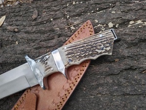 Custom Handmade Damascus Steel <b>Drop</b> Point Straight Tactical Bowie Hunting Knife Stag Horn Handle Outdoor Survival Camping - Product Image 4