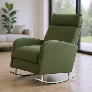 Fauteuil à bascule moderne et fonctionnel en chenille avec pieds en métal et poche de rangement latérale pour salon - Product Image 2