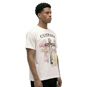 Custom Cross Print Oversized Short Sleeve T-Shirt <b>Men</b> Street Style Cotton O-Neck Jersey Fit - Product Image 4
